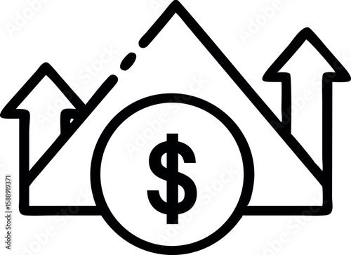 Investment Growth Chart Financial Success Line Graph Increasing Revenue Business Profits Dollar Symbol and Upward Trends