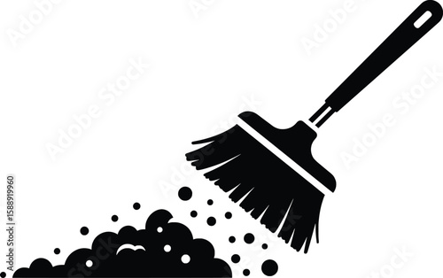 Cleaning Action with Vector Cleaning Products in a Home Environment Illustration