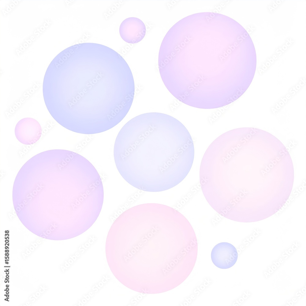 Fototapeta premium Abstract Composition Of Floating Pastel Spheres In Shades Of Pink And Blue On White Background
