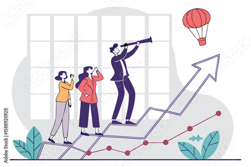 Team Vision Leadership Strategy Business Growth and Future Success Innovation Chart Goals Partnership Opportunity Graph