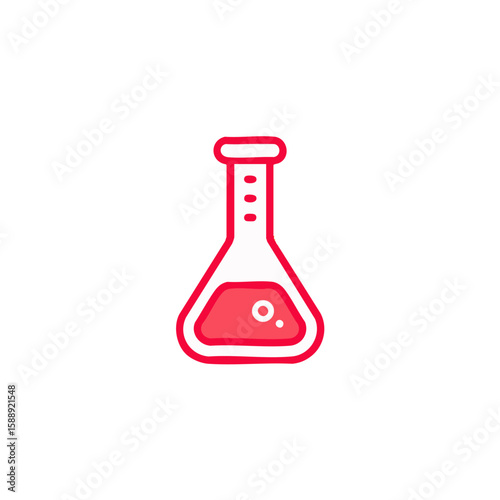 Red Erlenmeyer flask vector medical lab equipment illustration