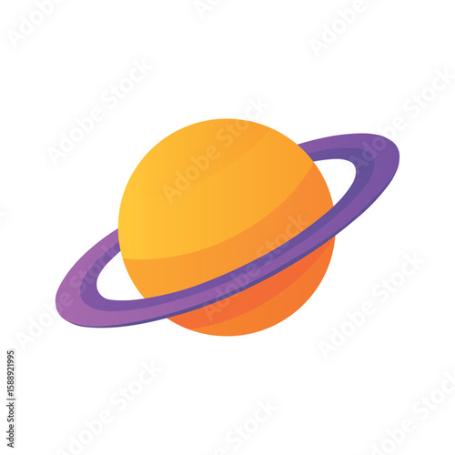 Planet with Ring Orange and Purple Celestial Body