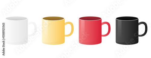Four empty ceramic mugs, vector eps10 illustration