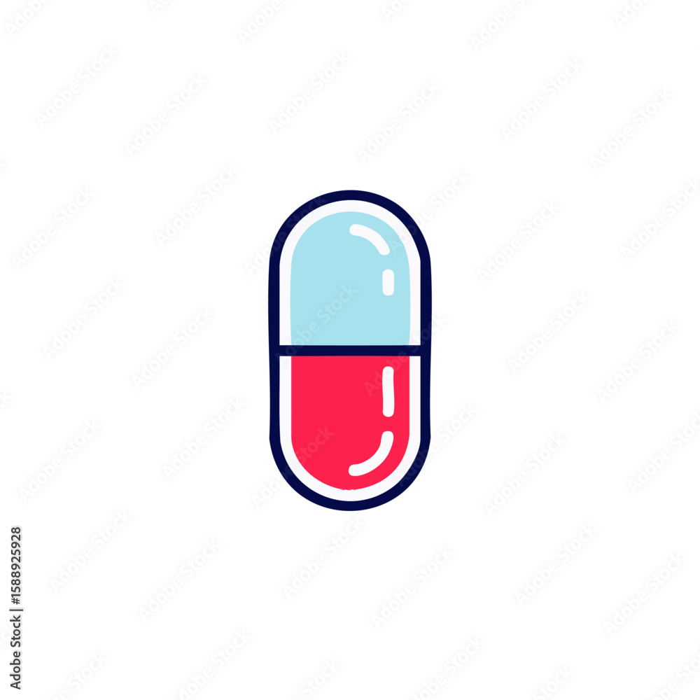 Capsule pill illustration medicine, healthcare, and pharmaceutical concept Capsule pill illustration medicine, healthcare, and pharmaceutical concept