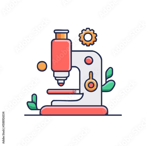 Microscope illustration medical research, science, and laboratory equipment