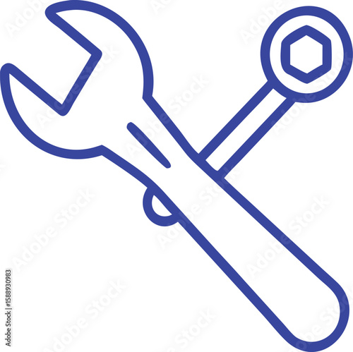 Wrench Fixing Line Art

