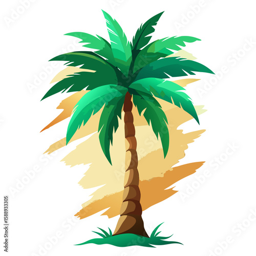 palm tree green silhouette vector illustration