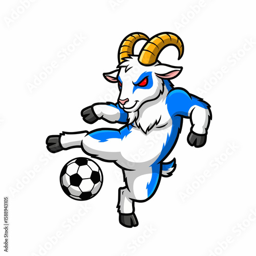 Goat Kicking Soccer Ball