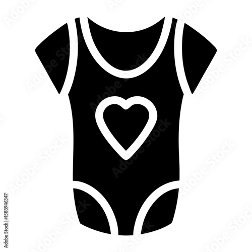 Black Baby Onesie Icon Minimalist Sketch Style White Heart Detail Short Sleeves Infant Bodysuit baby bodysuit
