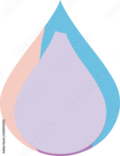 flat vector liquid drop shape glowing with pastel gradient,