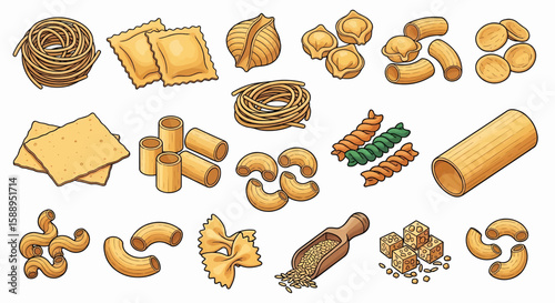 An Array of Italian Pasta Varieties Explore Culinary Traditions with Pasta
