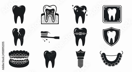 Dental Care Illustrated Teeth Collection for Oral Health and Hygiene