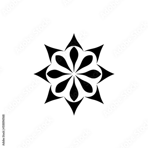 Modern Starburst Flower Mandala – Minimal Symmetrical Vector Logo
