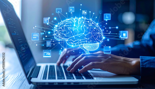 mage symbolizing human interaction with artificial intelligence and data management