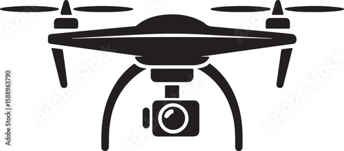 Flying Drone Silhouette Vector

Quadcopter Technology Illustration

Remote-Controlled Drone Design

Modern Drone in Flight Graphic

Aerial Drone Silhouette Art