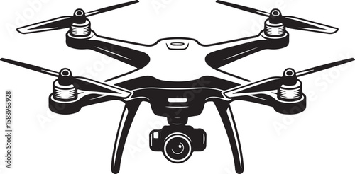 Flying Drone Silhouette Vector

Quadcopter Technology Illustration

Remote-Controlled Drone Design

Modern Drone in Flight Graphic

Aerial Drone Silhouette Art