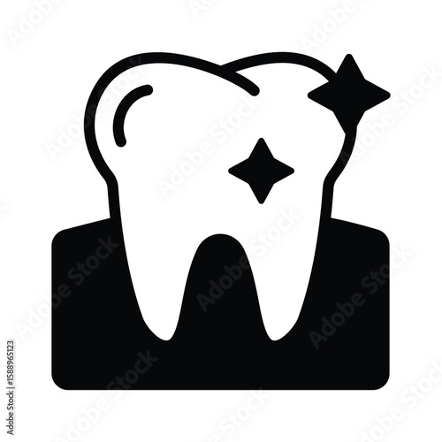 A modern glyph icon of single healthy tooth