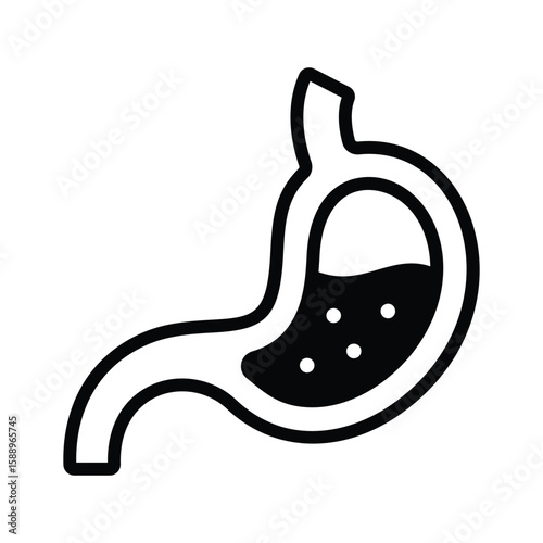 Trendy glyph icon of stomach digestive system organ