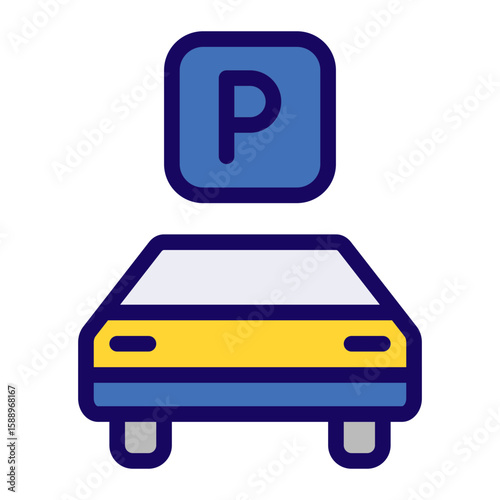 Stop Parking Lot outline flat