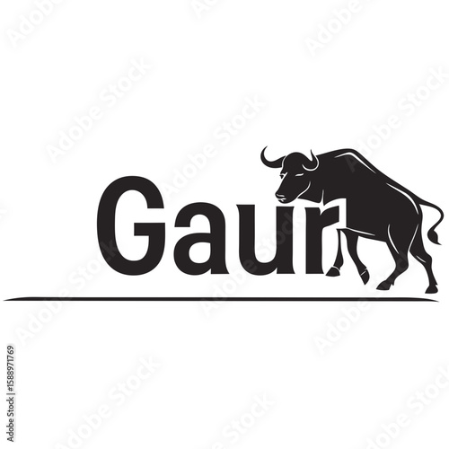 A powerful gaur bull silhouette stands tall