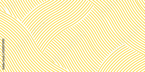 Yellow instant noodle, pasta and spaghetti texture with geometric wavy lines. Ramen, pasta vector pattern. Background abstract illustration