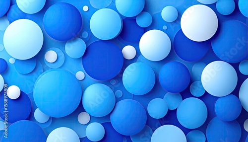 Abstract background of overlapping circles in shades of blue and white