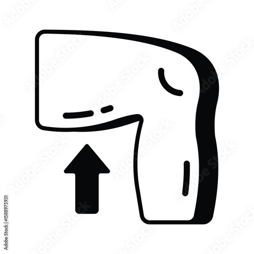 A premium glyph icon of lower human thigh