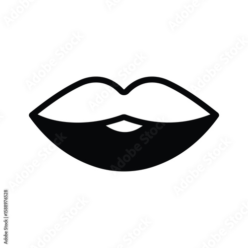 Well crafted glyph icon of human lips closeup