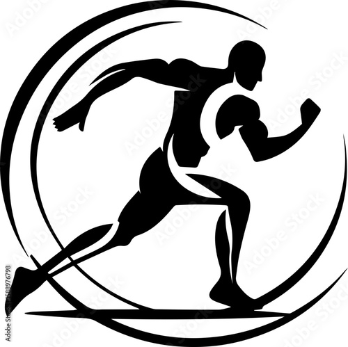 Sport and athlete logo black and white vector illustration
