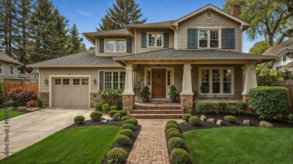 Fototapeta premium Luxury home with garden
