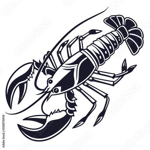 Stylized illustration of a lobster with claws