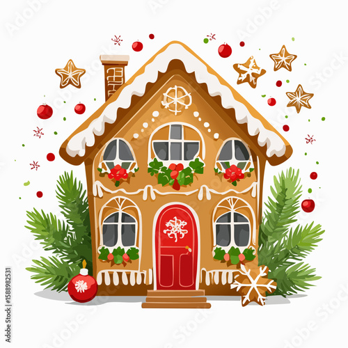 illustration of of gingerbread house decoration