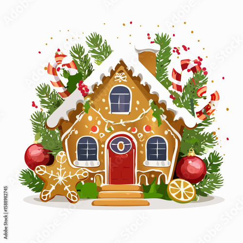 illustration of of gingerbread house decoration