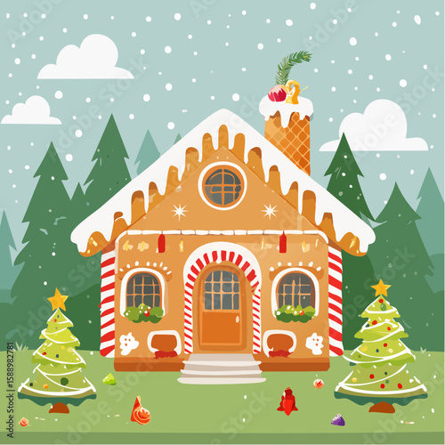 illustration of of gingerbread house decoration