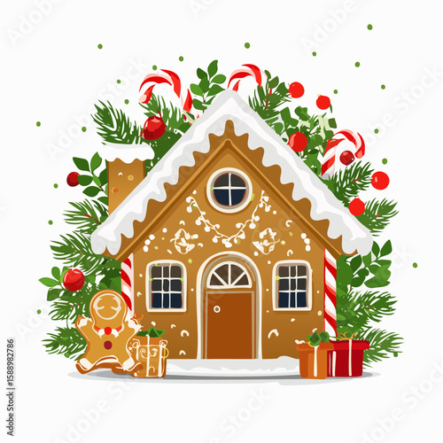 illustration of of gingerbread house decoration