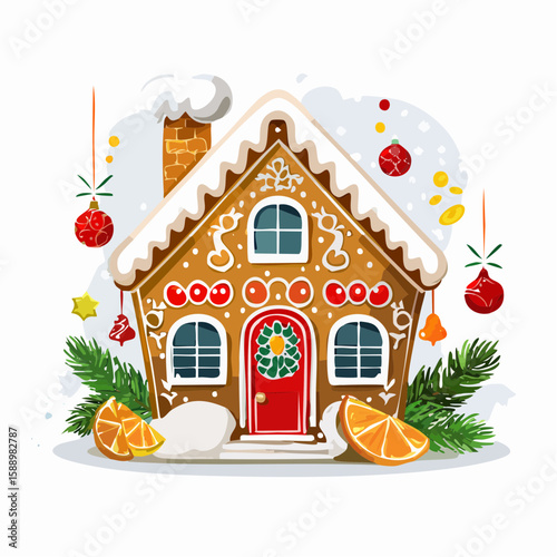 illustration of of gingerbread house decoration