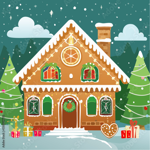 illustration of of gingerbread house decoration