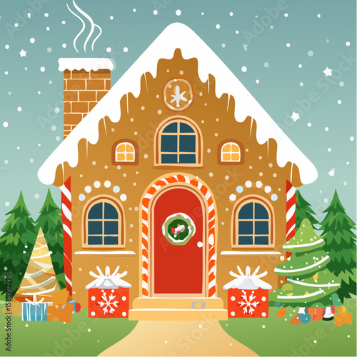 illustration of of gingerbread house decoration