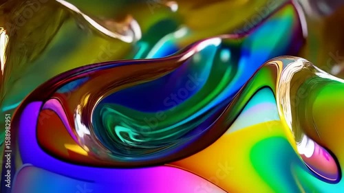 Abstract iridescent liquid texture, vibrant colors, colorful swirls, smooth glossy surface, digital art, 3D render, macro photography,  shiny, rainbow effect, colorful background