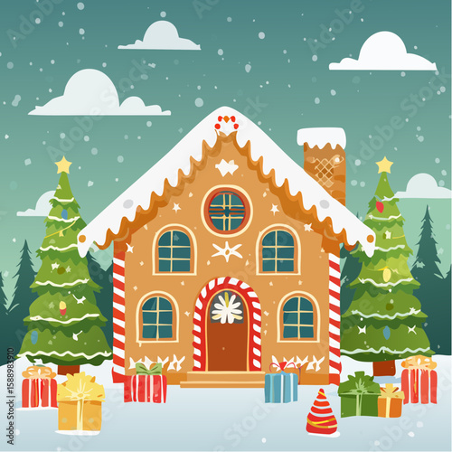 illustration of of gingerbread house decoration