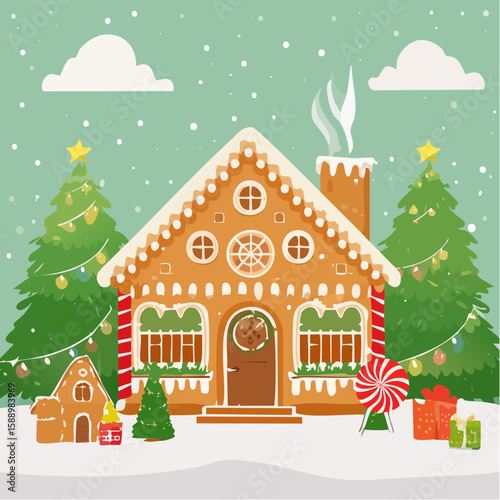 illustration of of gingerbread house decoration