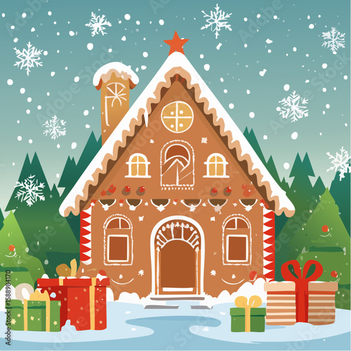 illustration of of gingerbread house decoration