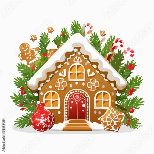 illustration of of gingerbread house decoration
