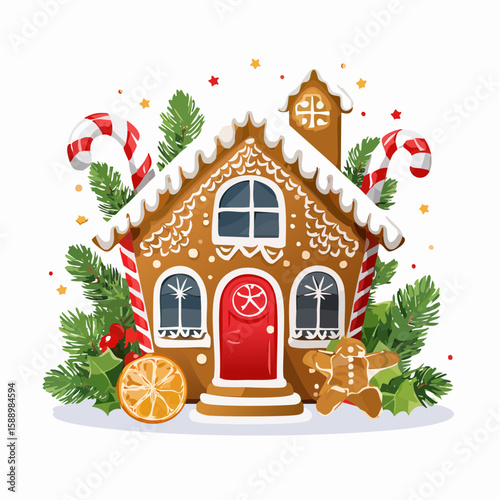 illustration of of gingerbread house decoration