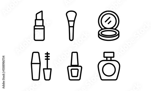 Minimalist beauty and makeup line icons for modern design projects