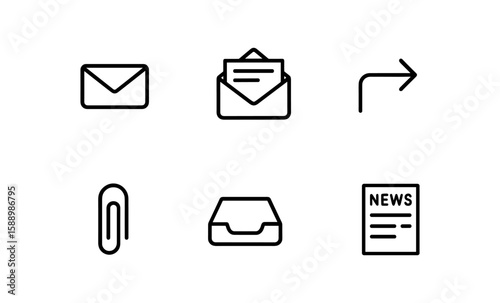 Minimalist email and communication icons set for modern digital interfaces