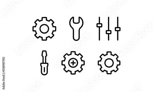 Simple line icons of repair and tool settings