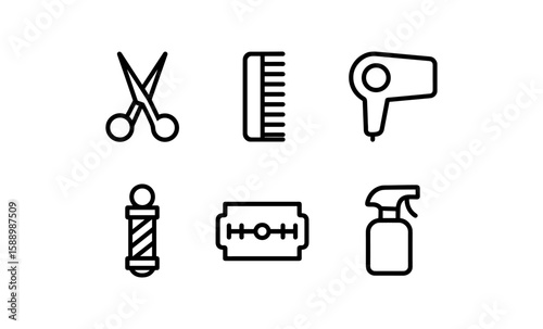 Essential barber tools in minimalist style for haircut and grooming