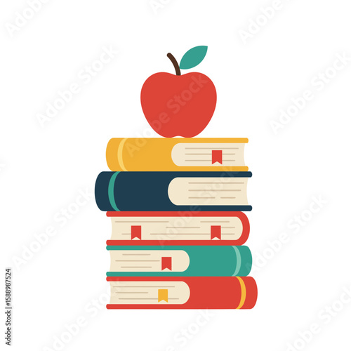 A minimalist stack of books vector icon for education