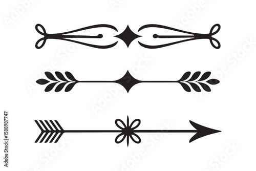 Elegant Decorative Arrow Set – Vintage Divider Arrows with Floral and Ornamental Details